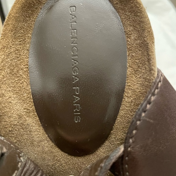 Balenciaga Dk Brown Leather/Cork Suede Stiletto Platform Heel 36 (US 5.5) - Picture 14 of 16